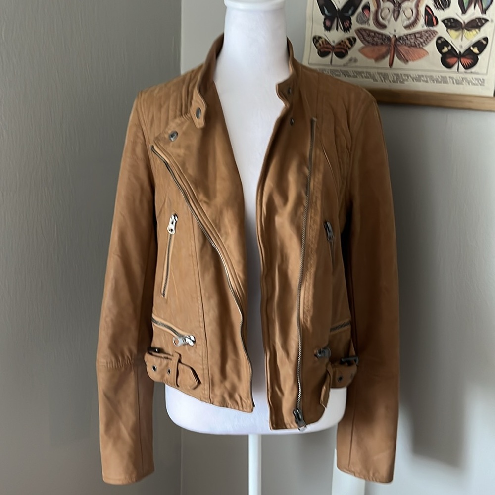 Free People Fenix Vegan Leather Brown Moto Jacket Size Small - Picture 8 of 16
